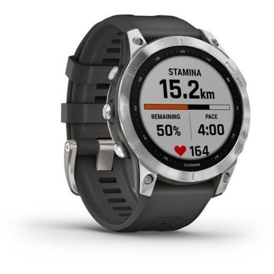 Ceas Garmin Fenix 7 Standard, Silver/Graphite, 47mm