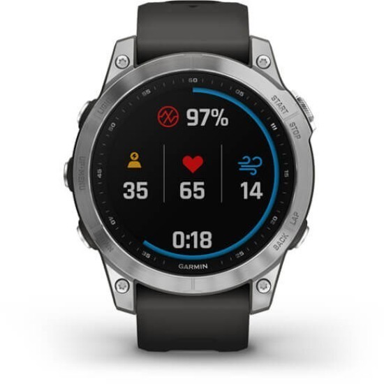 Ceas Garmin Fenix 7 Standard, Silver/Graphite, 47mm