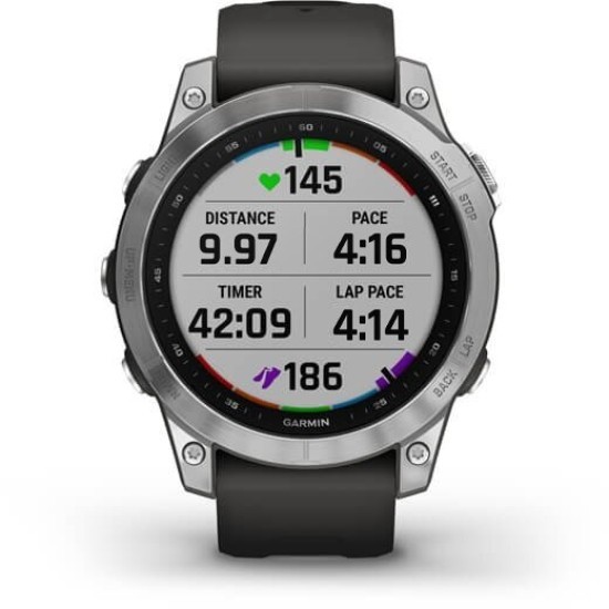 Ceas Garmin Fenix 7 Standard, Silver/Graphite, 47mm