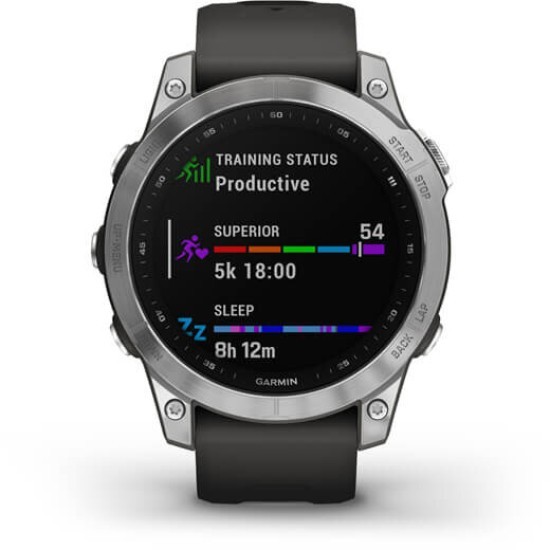 Ceas Garmin Fenix 7 Standard, Silver/Graphite, 47mm