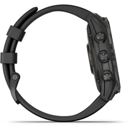 Ceas Garmin Fenix 7 Sapphire Solar, Carbon Gray Ti/Black, 47mm