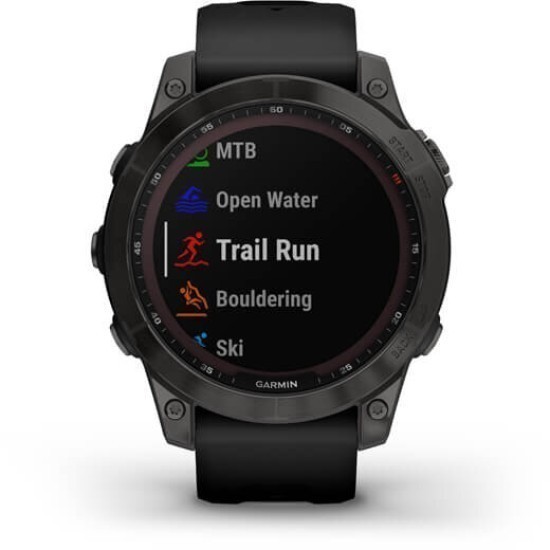 Ceas Garmin Fenix 7 Sapphire Solar, Carbon Gray Ti/Black, 47mm