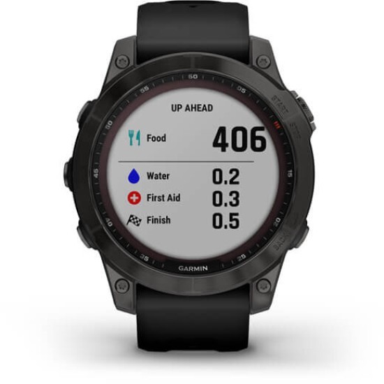 Ceas Garmin Fenix 7 Sapphire Solar, Carbon Gray Ti/Black, 47mm