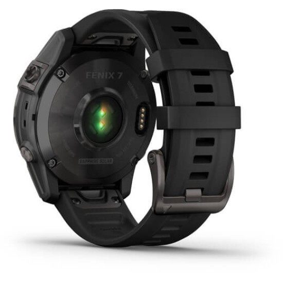 Ceas Garmin Fenix 7 Sapphire Solar, Carbon Gray Ti/Black, 47mm