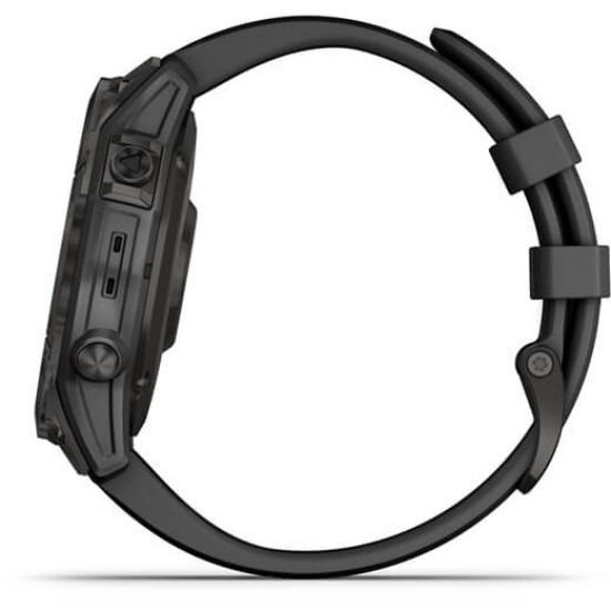 Ceas Garmin Fenix 7 Sapphire Solar, Carbon Gray Ti/Black, 47mm