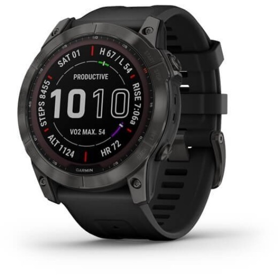 Ceas Garmin Fenix 7X Sapphire Solar Carbon Gray, TI/Black, 51mm EMEA