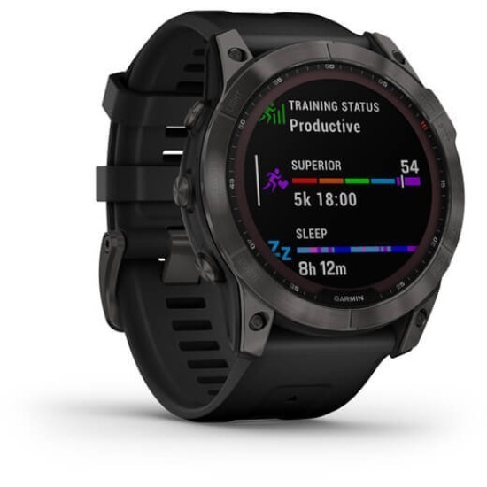 Ceas Garmin Fenix 7X Sapphire Solar Carbon Gray, TI/Black, 51mm EMEA