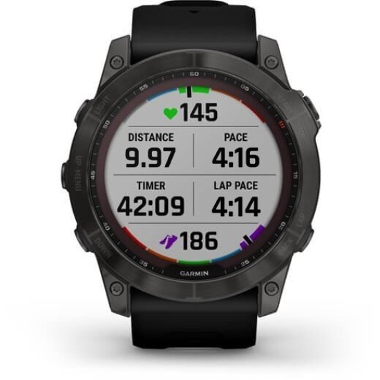 Ceas Garmin Fenix 7X Sapphire Solar Carbon Gray, TI/Black, 51mm EMEA