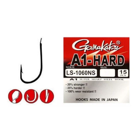 Cârlige Gamakatsu A1 LS-1060NS, Negru, Nr.10, 15buc/plic