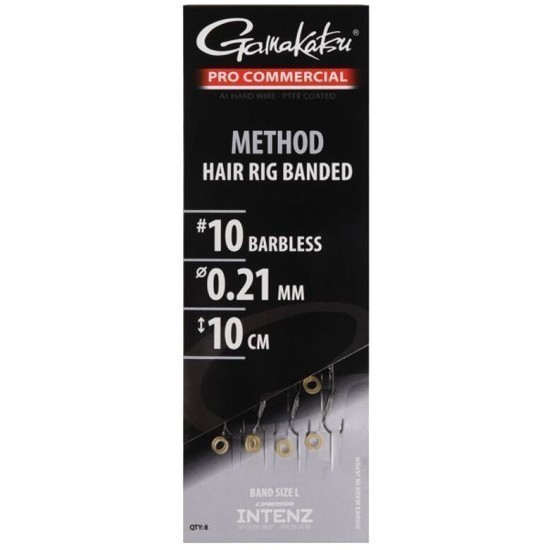 Cârlige legate Gamakatsu Method Hair Rig Banded Nr.10 | 0.21mm, 8buc/plic