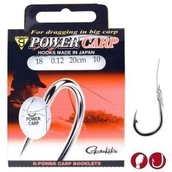 Cârlige legate Gamakatsu Power Carp, Nr.14, 0.14mm/20cm, 10buc/plic