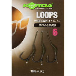 Riguri Korda Wide Gape X Loops Barbless, Nr.6/18lbs, 3buc/plic