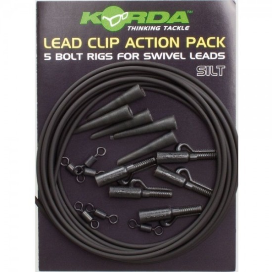 Kit montură plumb pierdut Korda Lead Clip Action Pack, Silt