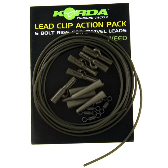 Kit montură plumb pierdut Korda Lead Clip Action Pack, Weed
