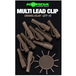 Clips pentru montură cu plumb pierdut Korda Multi Lead Clip, Gravel/Clay, 10buc/plic