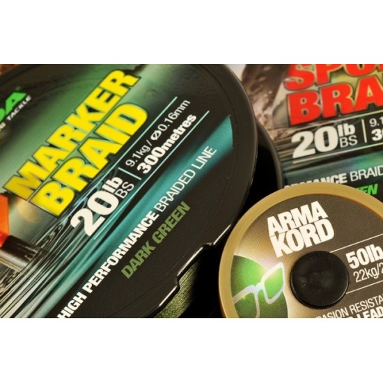Fir Textil Korda Marker Braid, Dark Green, 0.16mm/9.1kg/300m