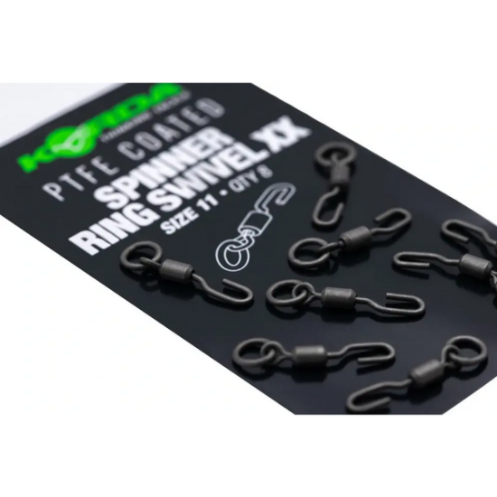 Vârtej cu anou și agrafă rapidă Korda PTFE Spinner Ring Swivel XX, Nr.11, 8buc/plic