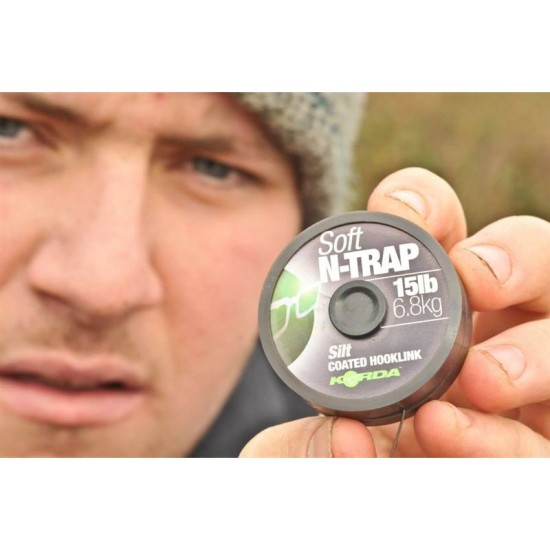 Fir textil Korda N-Trap Soft Coated Hooklink, Gravel Brown, 30lbs/13.60kg/20m
