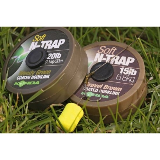 Fir textil Korda N-Trap Soft Coated Hooklink, Gravel Brown, 30lbs/13.60kg/20m