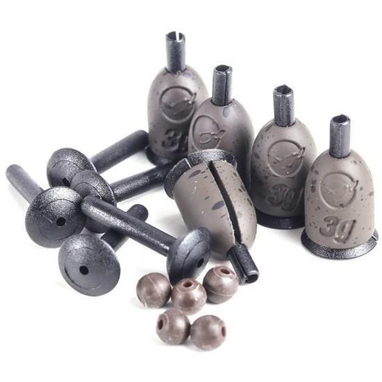 Kit plumb culisant Korda Flying Back Leads + 5 Rubber Beads, 3g, 5buc/blister Kit plumb culisant Korda Flying Back Leads + 5 Rubber Beads, 3g, 5buc/blister