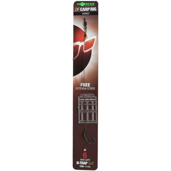 Montură Korda N-Trap DF Wide Gape + Free Extenda Stops, Nr.6/15lb, 1buc/blister