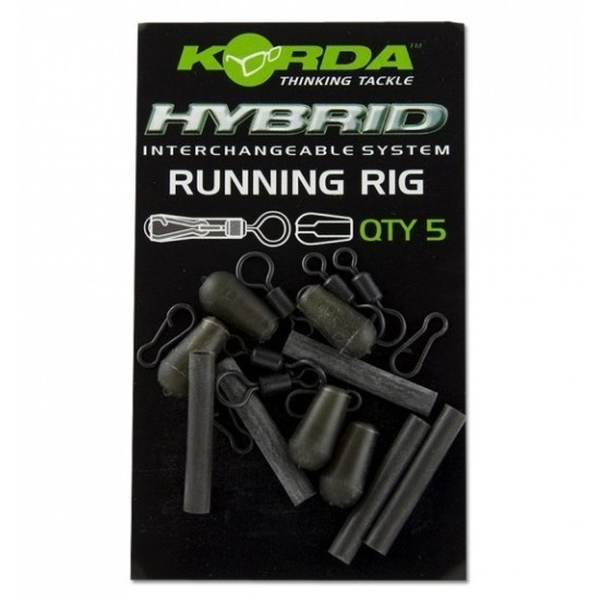 Kit montură culisantă Korda Running Rig, Weed Green, 5buc/plic