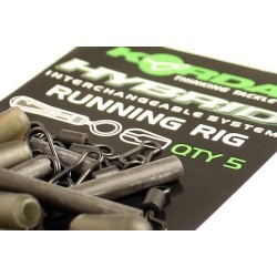 Kit montură culisantă Korda Running Rig, Weed Green, 5buc/plic