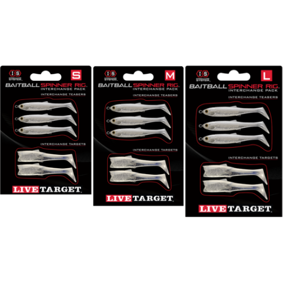 Rezervă LiveTarget Baitball Spinner Rig Interchange Pack, 855 Pearl White/Silver, Small, 5buc/plic