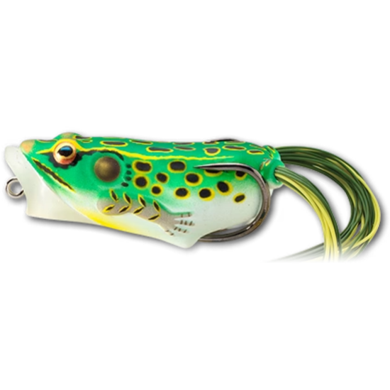 Broască LiveTarget Hollow Body Frog Popper, 512 Floro Green/Yellow, 5.5cm/11g