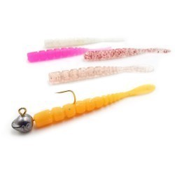 Grub Mustad Aji Micro Fla, Orange Glow Glitter, 5cm, 15buc/plic