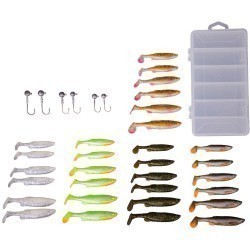 Kit năluci + accesorii Savage Gear Fat Minnow T-Tail Kit, 30+6buc