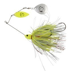 Spinnerbait Savage Gear Da'Bush Spinnerbait, Yellow Silver Holo Flame, 14cm/21g