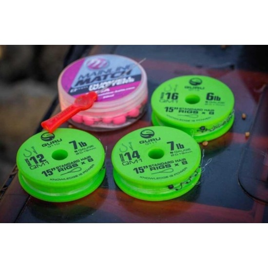 Riguri Guru Standard Hair Rigs QM1 N-Gauge, Nr.16, 0.17mm/37.5cm, 8buc/plic