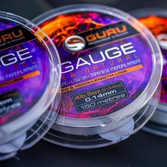 Fir monofilament Guru N-Gauge Super Natural Clear, 0.26mm/5.49kg, 150m Fir monofilament Guru N-Gauge Super Natural Clear, 0.26mm/5.49kg, 150m