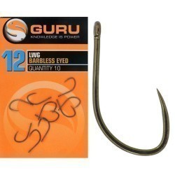 Cârlige Guru LWG Barbless Eyed, Black, Nr.20, 10buc/plic