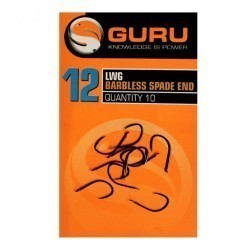 Cârlige Guru LWG Barbless Spade End, Black, Nr.20, 10buc/plic