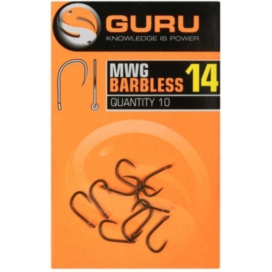 Cârlige Guru MWG Barbless, Black, Nr.18, 10buc/plic