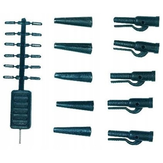 Clips + conuri + pini fixare Jaxon Pro Carp Safety Clips (clip montură plumb pierdut), 5buc/plic