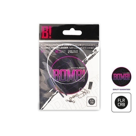 Strună din fluorocarbon cu vârtej și agrafă Delphin Bomb! 15cm 5kg 2buc/plic Strună din fluorocarbon cu vârtej și agrafă Delphin Bomb! 15cm 5kg 2buc/plic