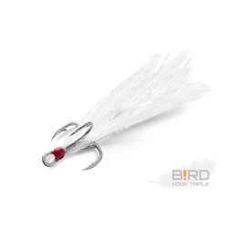 Ancore cu pene albe Delphin B!RD Hook Triple, nr.4, 3buc/plic