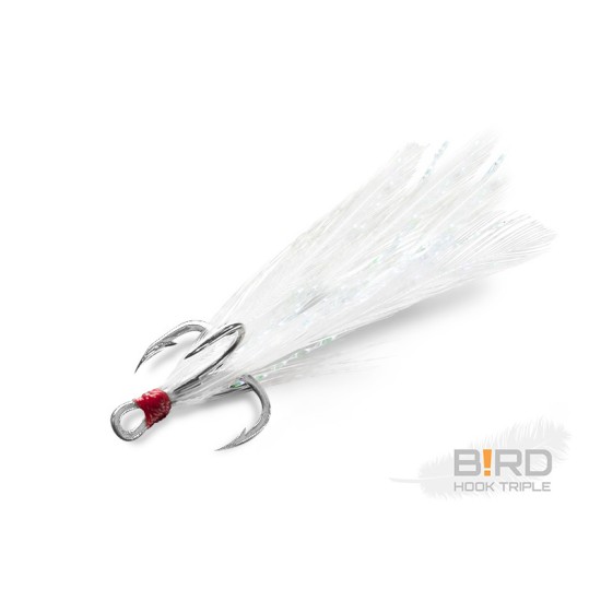 Ancore cu pene albe Delphin B!RD Hook Triple, nr.10, 3buc/plic