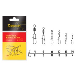 Vârtej cu agrafă rapidă Delphin Swivel Fastlock Snap, Nr.4/11kg, 10buc/plic