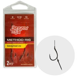 Rig-uri Benzar Method Feeder Barbless Braided Bait Sting 7mm, cârlig nr.12, 2buc/plic