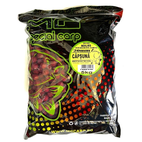 Boilies semisolubil MG Carp Special Căpșună, 20mm, 5kg