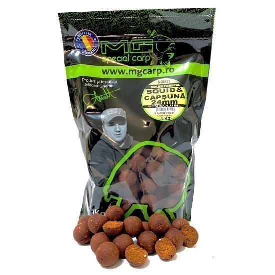 Boilies semisolubil MG Special Carp Squid & Căpșună, 24mm, 1kg