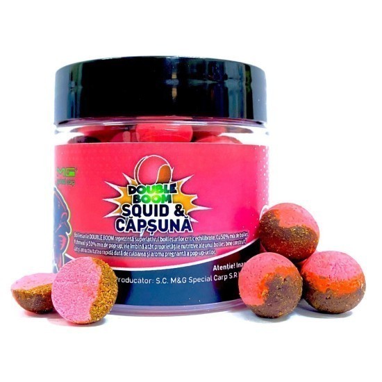Boilies MG Special Carp 50/50 Double Boom Squid & Căpșună, 15mm, 50g Boilies MG Special Carp 50/50 Double Boom Squid & Căpșună, 15mm, 50g