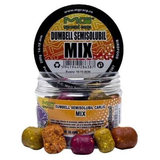 Boilies semisolubil de cârlig MG Special Carp Dumbell Mix, 14-18mm, 200g