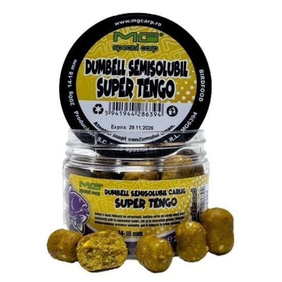 Boilies semisolubil de cârlig MG Special Carp Dumbell Super Tengo, 14-18mm, 200g
