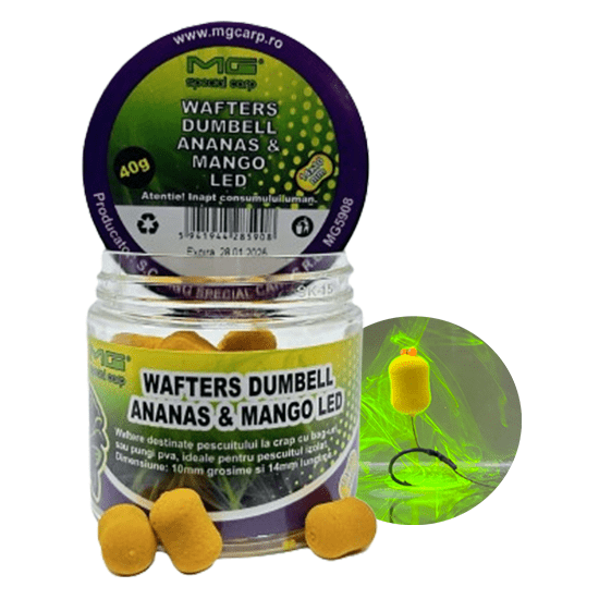 Wafters MG Special Carp Dumbell LED Ananas & Mango, 10mm, 40g Wafters MG Special Carp Dumbell LED Ananas & Mango, 10mm, 40g