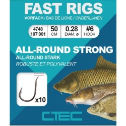 Cârlige legate Spro C-Tec Allround Strong, Nr.12, 0.22mm/50cm, 10buc/plic